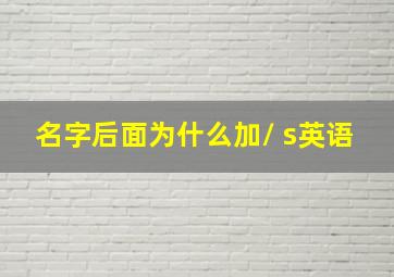 名字后面为什么加/ s英语